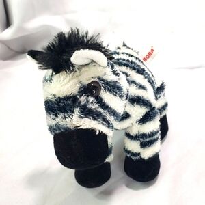 Aurora Zebra Mini Flopsie Plush Stuffed Toy 7 Inch Black White Silky